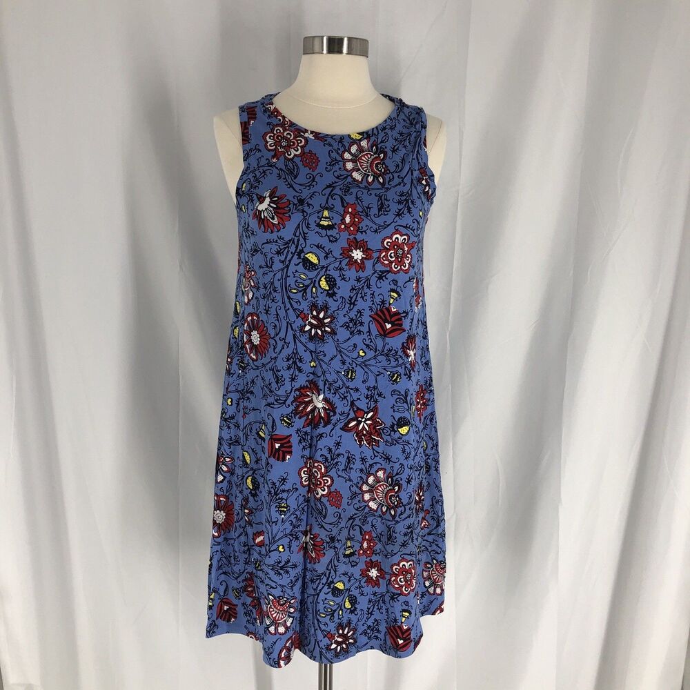 LOFT Outlet Womens Small Blue Paisley Swing Dress Sleeveless